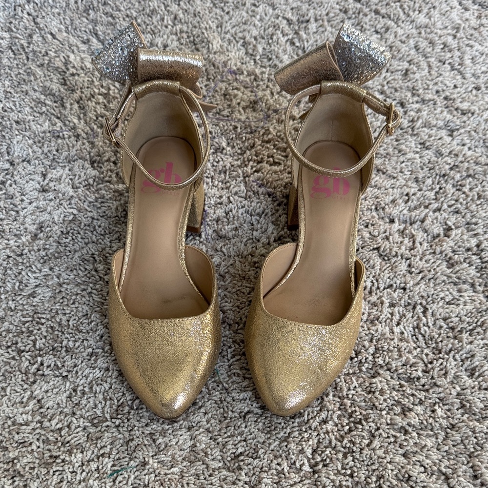 GB Girls Gold and Silver Heels with Bow